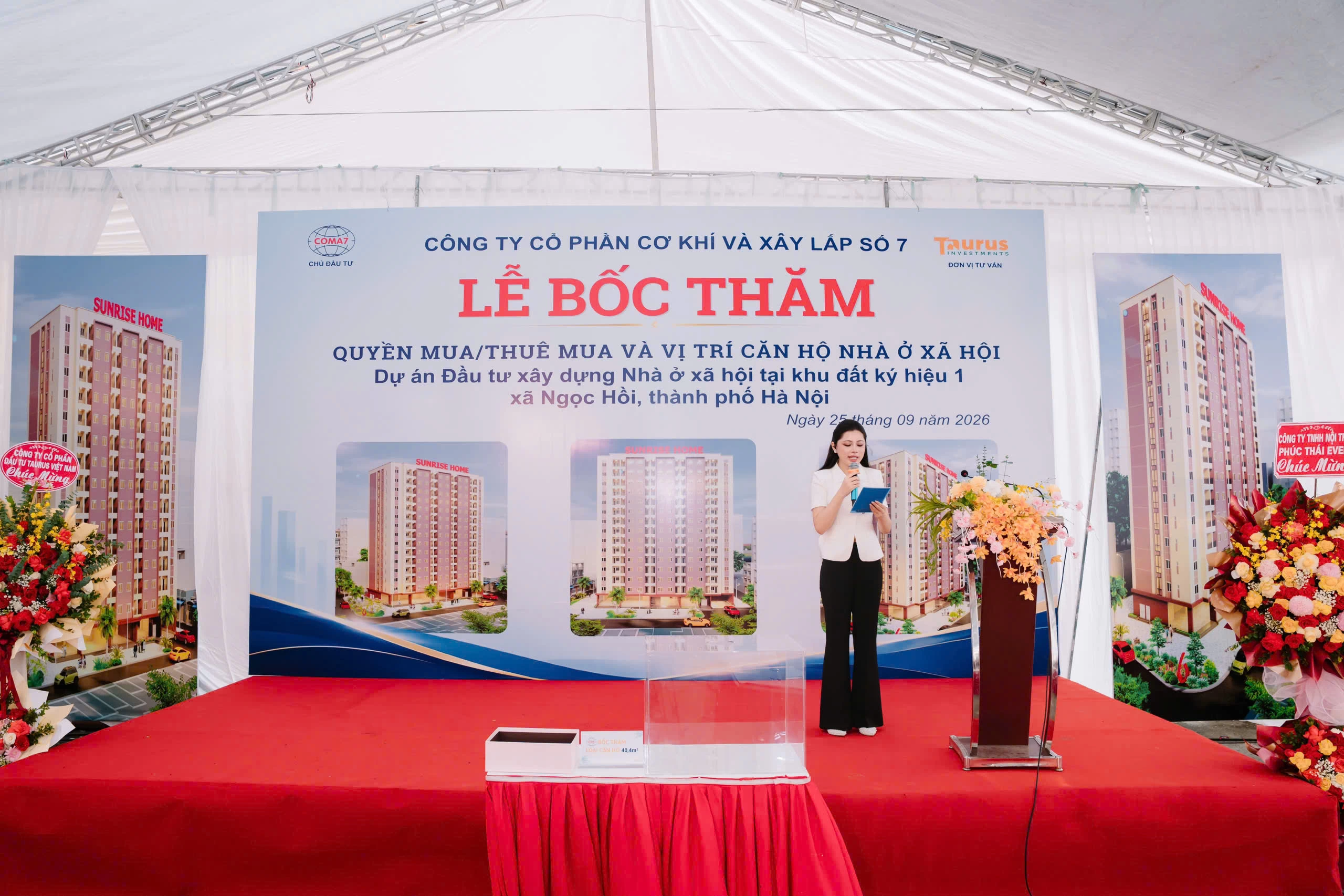 TAURUS INVESTMENTS PHỐI HỢP CHỦ ĐẦU TƯ  TỔ CHỨC BỐC THĂM QUYỀN MUA NHÀ Ở XÃ HỘI  TẠI DỰ ÁN SUNRISE HOME